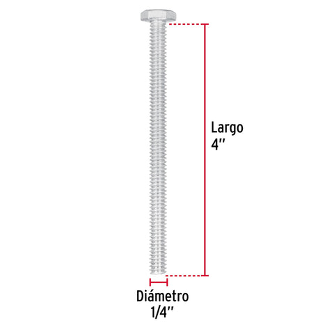 Bolsa con 30 tornillos 1/4' x 4' tipo máquina, FIERO | TORM-1/4X4 | 44633