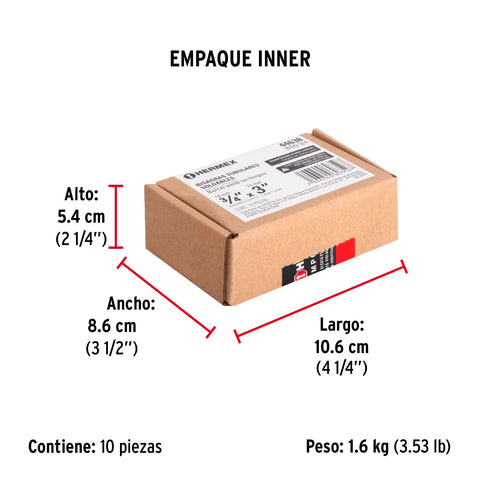 Bisagra tubular soldable de 3/4', HERMEX | BSO-3/4 | 44638