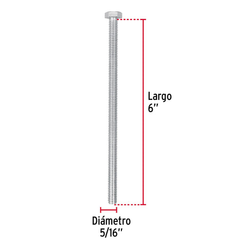 Bolsa con 30 tornillos 5/16' x 6' tipo máquina, FIERO | TORM-5/16X6 | 44644