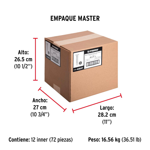 Bolsa con 100 pijas cabeza cruz, punta de broca 1', FIERO | PIBR-1C | 44647
