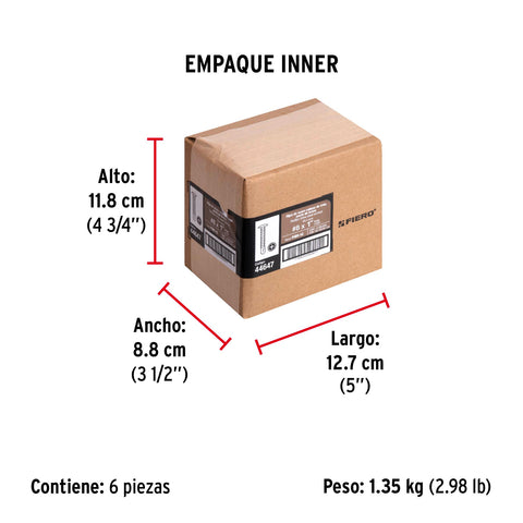 Bolsa con 100 pijas cabeza cruz, punta de broca 1', FIERO | PIBR-1C | 44647