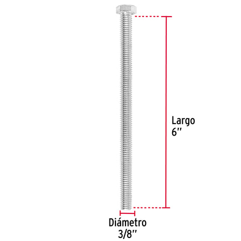 Bolsa con 15 tornillos 3/8' x 6' tipo máquina, FIERO | TORM-3/8X6 | 44653