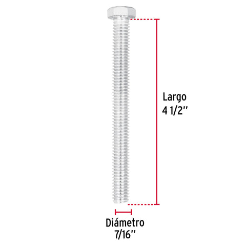 Bolsa con 15 tornillos 7/16' x 4-1/2' tipo máquina, FIERO | TORM-7/16X4-1/2 | 44654