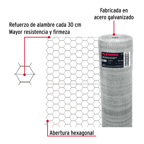 Rollo malla hexagonal cal.22, 1.75x 45m, abertura 25mm, 23kg | MAHE-2517 | 44659