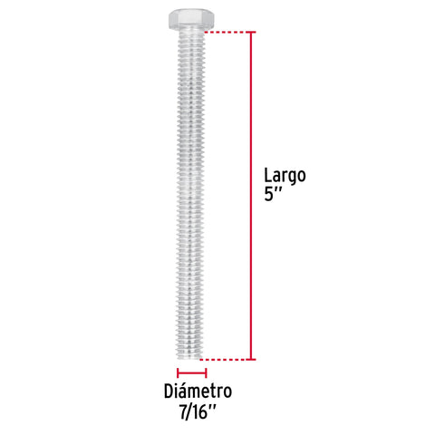Bolsa con 10 tornillos 7/16' x 5' tipo máquina, FIERO | TORM-7/16X5 | 44663