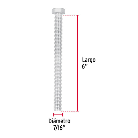 Bolsa con 10 tornillos 7/16' x 6' tipo máquina, FIERO | TORM-7/16X6 | 44664