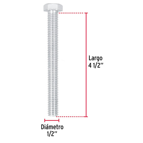 Bolsa con 10 tornillos 1/2' x 4-1/2' tipo máquina, FIERO | TORM-1/2X4-1/2 | 44665