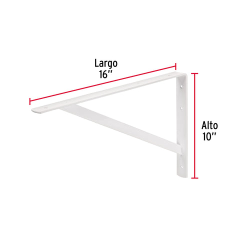 Ménsula de acero reforzada blanca 10 x 16', FIERO | MER-16B | 44671