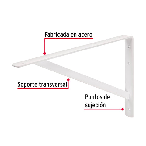 Ménsula de acero reforzada blanca 10 x 16', FIERO | MER-16B | 44671