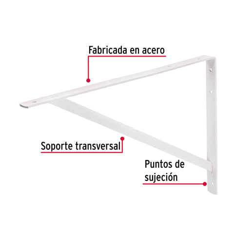 Ménsula de acero reforzada blanca 13 x 20', FIERO | MER-20B | 44672