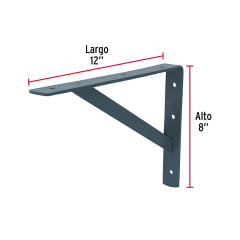 Ménsula de acero reforzada gris 8 x 12', FIERO | MER-12G | 44673