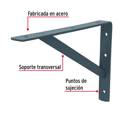 Ménsula de acero reforzada gris 8 x 12', FIERO | MER-12G | 44673