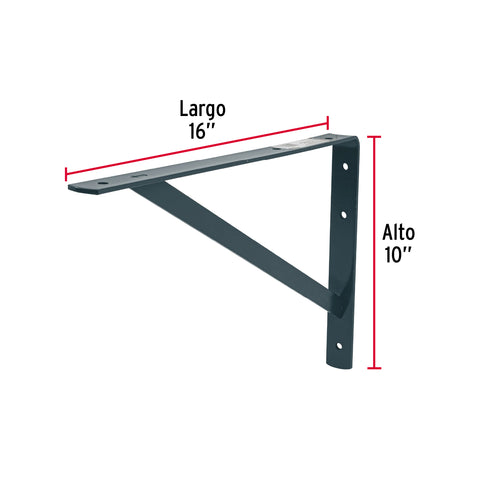 Ménsula de acero reforzada gris 10 x 16', FIERO | MER-16G | 44674