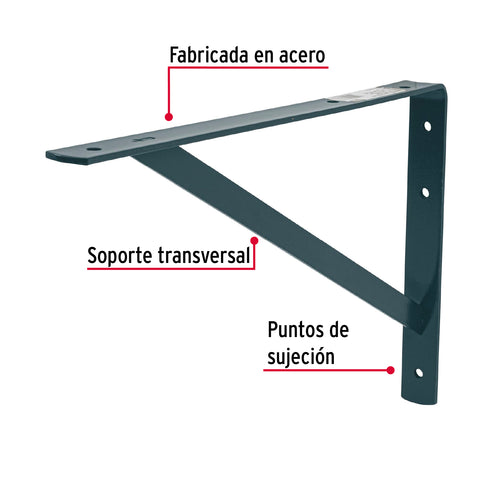 Ménsula de acero reforzada gris 10 x 16', FIERO | MER-16G | 44674