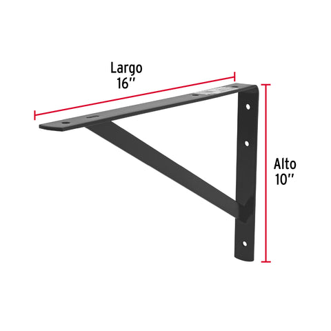 Ménsula de acero reforzada negra 10 x 16', FIERO | MER-16N | 44677
