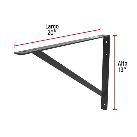 Ménsula de acero reforzada negra 13 x 20', FIERO | MER-20N | 44678