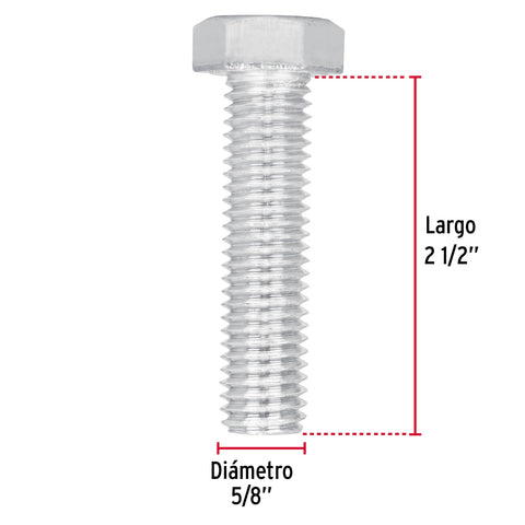 Bolsa con 8 tornillos 5/8' x 2-1/2' tipo máquina, FIERO | TORM-5/8X2-1/2 | 44679