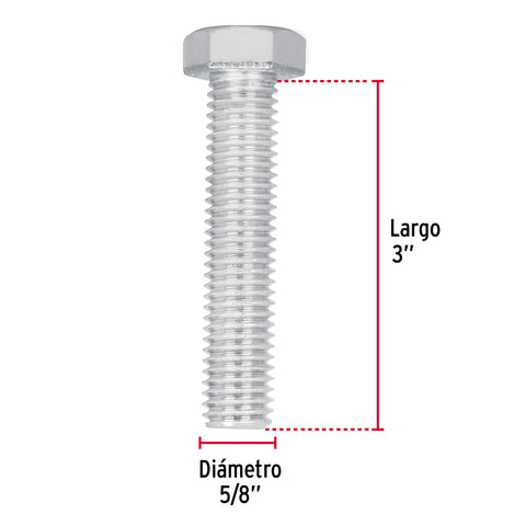 Bolsa con 6 tornillos 5/8' x 3' tipo máquina, FIERO | TORM-5/8X3 | 44680