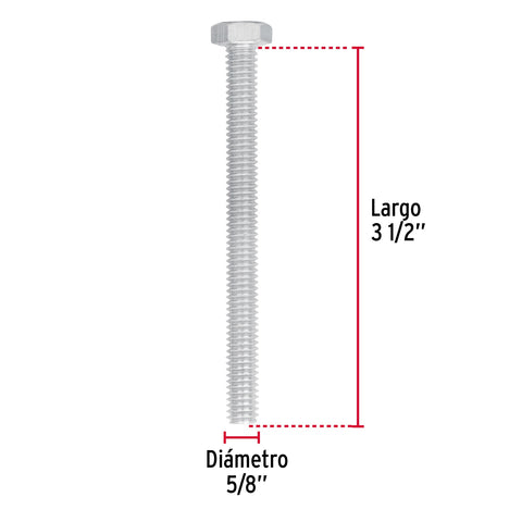 Bolsa con 6 tornillos 5/8' x 3-1/2' tipo máquina, FIERO | TORM-5/8X3-1/2 | 44681