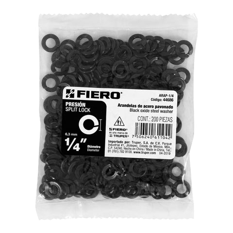 Bolsa con 200 arandelas de presión de 1/4', FIERO | ARAP-1/4 | 44686