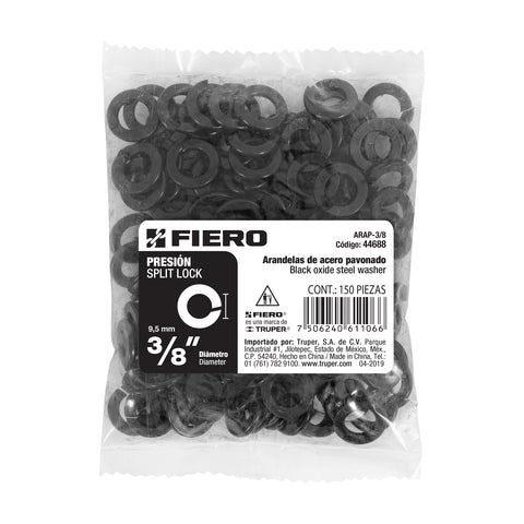 Bolsa con 150 arandelas de presión de 3/8', FIERO | ARAP-3/8 | 44688