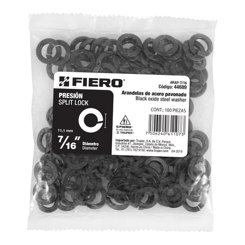 Bolsa con 100 arandelas de presión de 7/16', FIERO | ARAP-7/16 | 44689