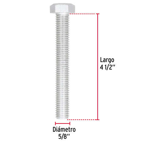 Bolsa con 6 tornillos 5/8' x 4-1/2' tipo máquina, FIERO | TORM-5/8X4-1/2 | 44691