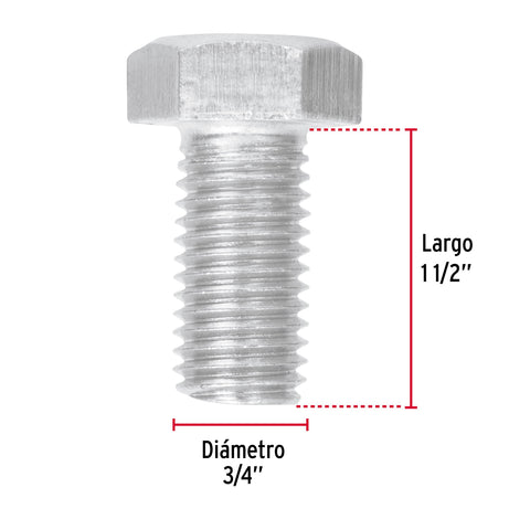 Bolsa con 6 tornillos 3/4' x 1-1/2' tipo máquina, FIERO | TORM-3/4X1-1/2 | 44694