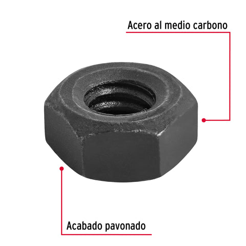 Bolsa con 250 tuercas 1/4' hexagonales pavonadas, grado 5 | TUE5-1/4 | 44695