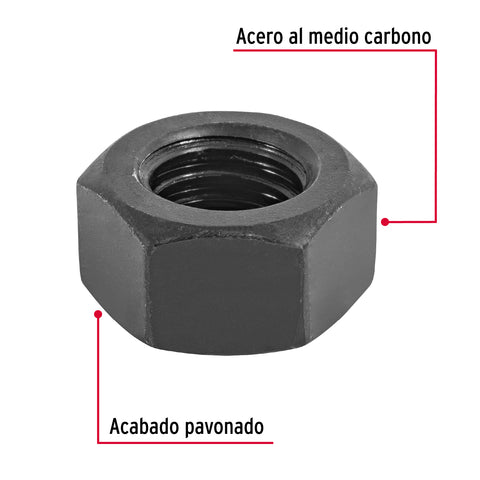 Bolsa con 60 tuercas 7/16' hexagonales pavonadas, grado 5 | TUE5-7/16 | 44698