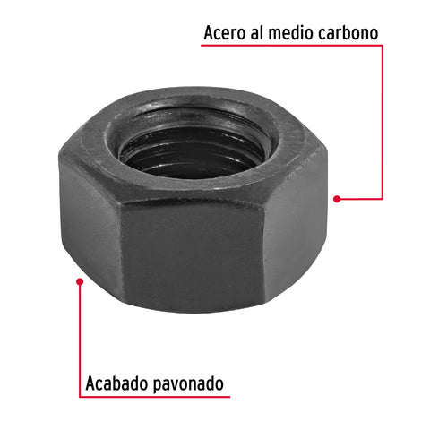 Bolsa con 50 tuercas 1/2' hexagonales pavonadas, grado 5 | TUE5-1/2 | 44699