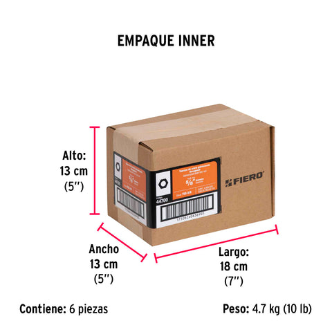 Bolsa con 25 tuercas 5/8' hexagonales de acero galvanizado | TUE-5/8 | 44700