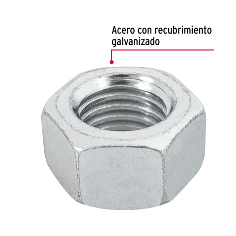 Bolsa con 15 tuercas 3/4' hexagonales de acero galvanizado | TUE-3/4 | 44701