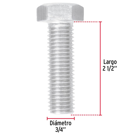 Bolsa con 6 tornillos 3/4' x 2-1/2' tipo máquina, FIERO | TORM-3/4X2-1/2 | 44703