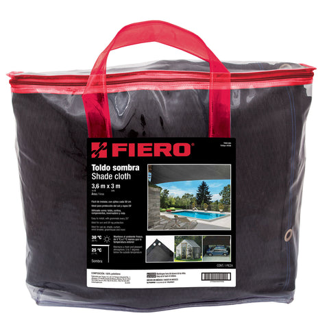 Toldo sombra monofilamento 80%, 3 m x 3.6 m, negro, FIERO | TOSO-803 | 44708