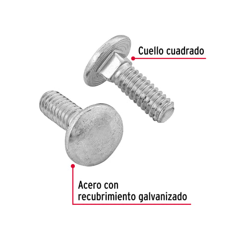 Bolsa con 100 tornillos 1/4' x 3/4' tipo coche, FIERO | TORC-1/4X3/4 | 44711