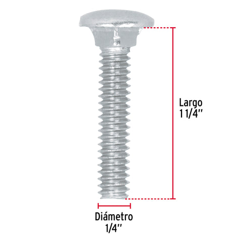 Bolsa con 100 tornillos 1/4' x 1-1/4' tipo coche, FIERO | TORC-1/4X1-1/4 | 44713