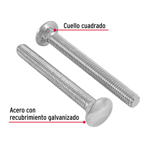 Bolsa con 30 tornillos 3/8' x 3-1/2' tipo coche, FIERO | TORC-3/8X3-1/2 | 44735