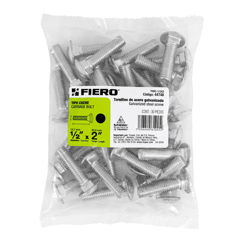 Bolsa con 30 tornillos 1/2' x 2' tipo coche, FIERO | TORC-1/2X2 | 44748