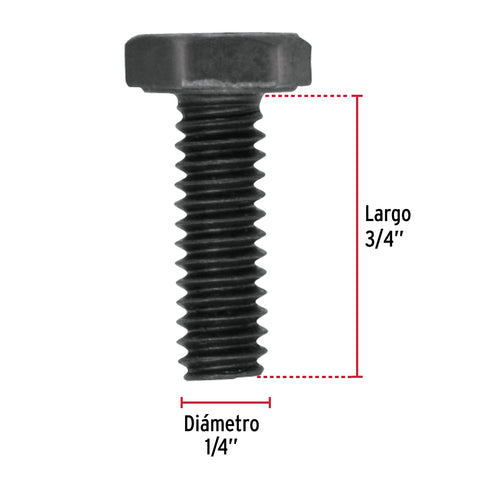 Bolsa con 100 tornillos 1/4' x 3/4' acero grado 5, FIERO | TOR5-1/4X3/4 | 44764
