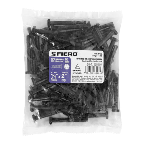 Bolsa con 60 tornillos 1/4' x 2' acero grado 5, FIERO | TOR5-1/4X2 | 44768