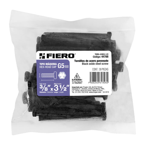 Bolsa con 30 tornillos 3/8' x 3-1/2' acero grado 5, FIERO | TOR5-3/8X3-1/2 | 44788