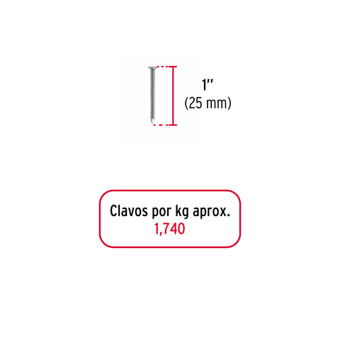 Bolsa con 1 kg de clavo estándar 1' con cabeza, FIERO | CLE-1B | 44813