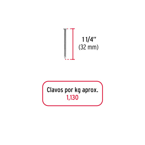 Bolsa con 1 kg de clavo estándar 1-1/4' con cabeza, FIERO | CLE-1-1/4B | 44814
