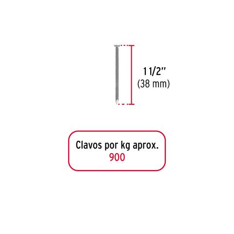 Bolsa con 1 kg de clavo estándar 1-1/2' con cabeza, FIERO | CLE-1-1/2B | 44815