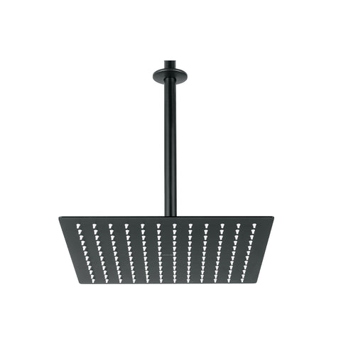 Regadera plato cuadrado 12' con brazo, negro, FOSET RIVIERA | R-312M | 44821