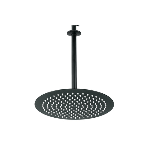 Regadera plato redondo 12' con brazo, negro, FOSET RIVIERA | R-313M | 44822