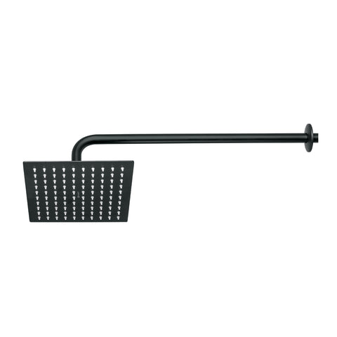 Regadera plato cuadrado 8' con brazo, negro, FOSET RIVIERA | R-308M | 44826