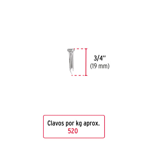 Kilo de clavos para concreto 3/4' galvanizado, caja de 25 kg | CLCG-3/4G | 44829