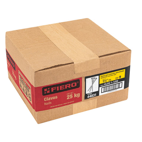 Kilo de clavos para concreto 1-1/2'galvanizado,caja de 25 kg | CLCG-1-1/2G | 44831